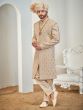 Golden Sequins Embroidered Men's Sherwani In Silk