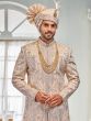 Peach Groom's Sherwani In Stone Embellishment