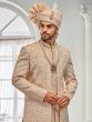 Golden Layered Style Thread Embroidered Men's Sherwani