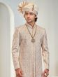 Cream Heavy Embroidered Menswear Layered Sherwani