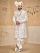 White Sequins Augmented Sherwani With Kurta