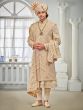 Golden Anarkali Style Embroidered Sherwani For Groom