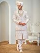 White Jacket Style Sherwani Set In Sequins Work