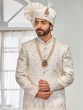 Off White Sequins Embellished Sherwani With Kurta