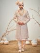 Cream Heavy Thread Work Wedding Sherwani Set