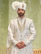 White Sequins Work Groom's Wedding Sherwani