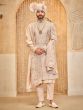 Light Peach Floral Embellished Groom's Sherwani Set