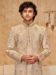 Golden Jacket Style Sherwani For Men's In Silk