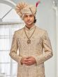 Golden Stone Embellished Sherwani In Anarkali Kurta