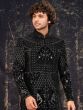 Black Thread Embellished Wedding Sherwani Set