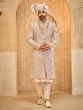 Cream Groom's Wear Sherwani In Stone Embellishment