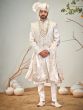 White Wedding Sherwani With Embroidered Stole