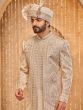 Ivory Cream Layered Style Sherwani With Kurta