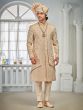 Golden Menswear Silk Sherwani In Thread Work