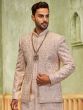 Peach Layered Style Embroidered Sherwani For Men