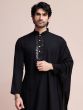 Black Readymade Kurta Set With Stole