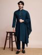 Navy Blue Sequins Work Kurta Pyjama