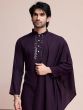 Wine Men's Kurta Pyjama In Sequins Work