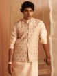 Peach Festive Wear Nehru Jacket For Mens