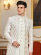 Off White Menswear Silk Indowestern With Jacket