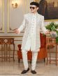 Off White Menswear Silk Indowestern With Jacket