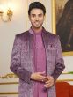 Onion Pink Men's Indowestern With Embroidered Jacket