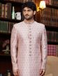 Pink Silk Sherwani In Sequins Embellishment