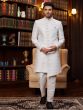 White Stone Embellished Sherwani For Men