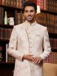 Cream Floral Thread Embellished Indowestern Set