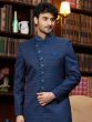 Navy Blue Heavy Embroidered Men's Indowestern