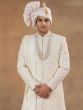 Light Cream Menswear Sherwani Set With Stole