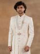 Cream Groom's Sherwani With Anarkali Kurta