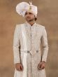 Light Beige Groom's Sherwani In Heavy Embroidery