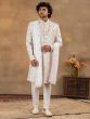 Off White Wedding Groom's Sherwani In Silk