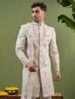 Light Beige Heavy Floral Embellished Men's Sherwani