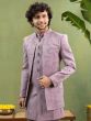 Onion Pink Jacket Style Embroidered Indowestern Set