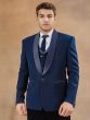 Blue Stone Embroidered Cocktail Wear Tuxedo