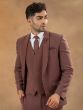 Mauve Stylish Embroidered Tuxedo Suit Set