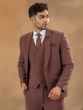 Mauve Stylish Embroidered Tuxedo Suit Set