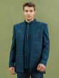 Rama Green Mandarin Set With Embroidered Jacket