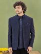 Navy Blue Wedding Wear Men's Bandgala Set