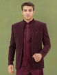 Maroon Thread Embroidered Wedding Bandgala Set