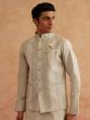 Beige Festive Wear Kurta Set With Nehru Jacket