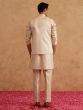 Cream Men's Kurta Pyjama With Embroidered Jacket