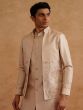 Brown Kurta Set In Silk With Front Open Jacket