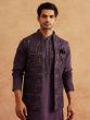 Purple Silk Kurta Set With Embroidered Upper Jacket