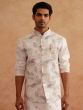 White Men's Kurta Pyjama In Silk With Jacket