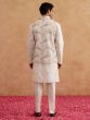 White Men's Kurta Pyjama In Silk With Jacket