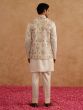 Cream Embroidered Kurta Pyjama Set In Silk