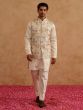 Cream Embroidered Kurta Pyjama Set In Silk